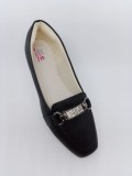 Sapatilha Mocassim Preto Fosco Bico Quad Enfeite Strass II