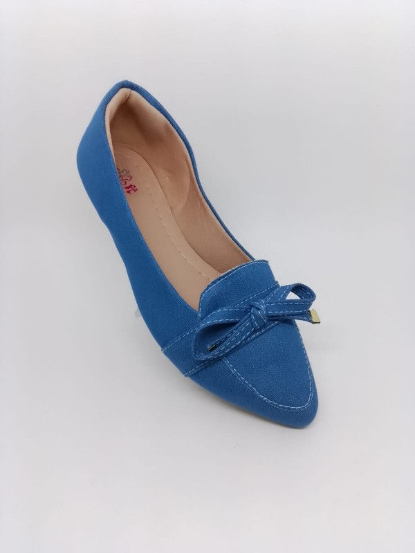 Sapatilha Mocassim Jeans Bico Fino Enf. Laço