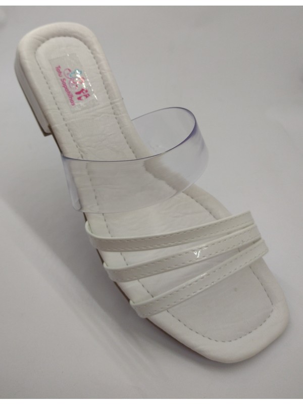 Rasteirinha Feminina Branco RS244 Bico Quad.