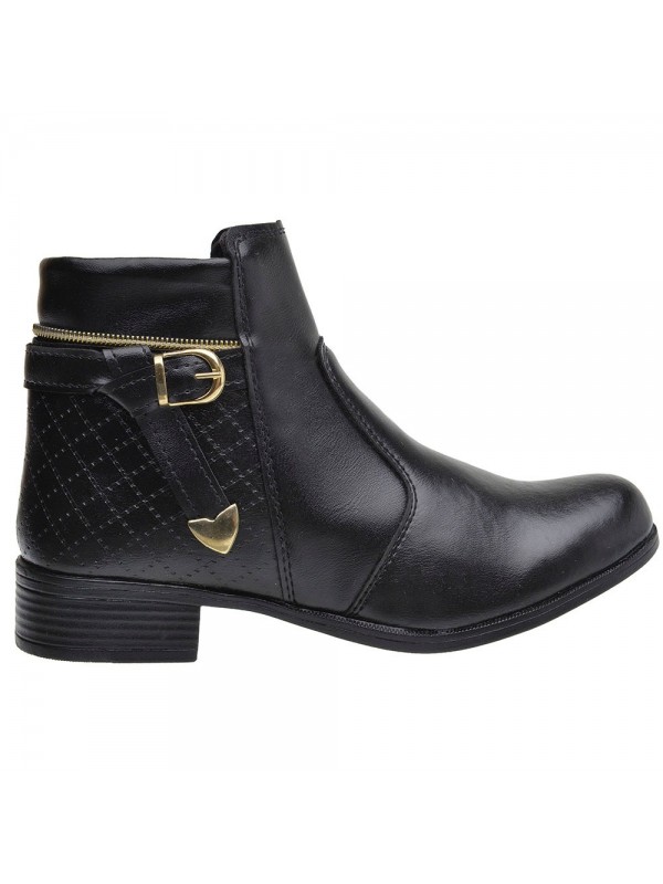 Bota Feminina Linha Coturno Cano Baixo Preto