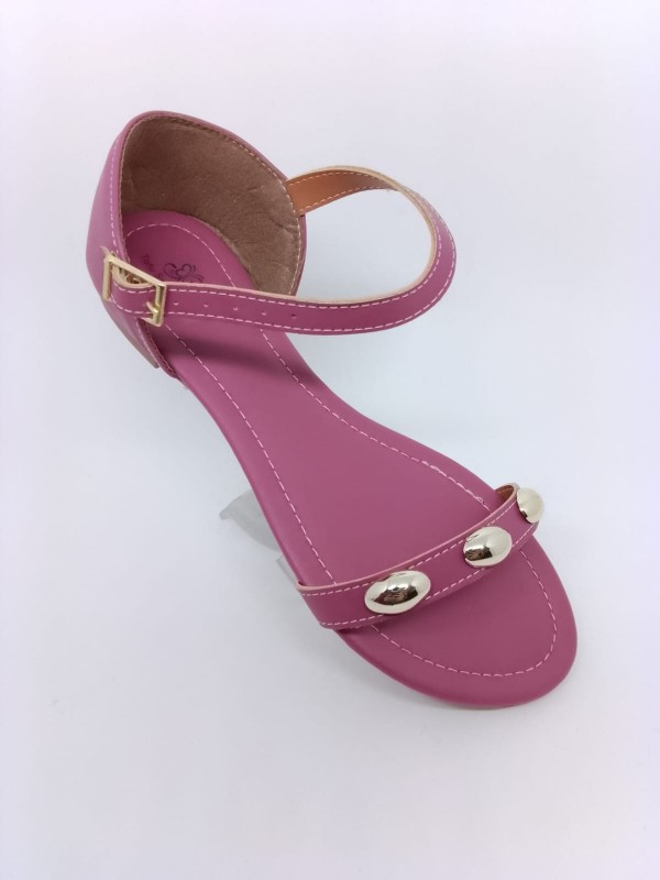 Rasteirinha Feminina Uva Bolinha Dourada Bico Redondo