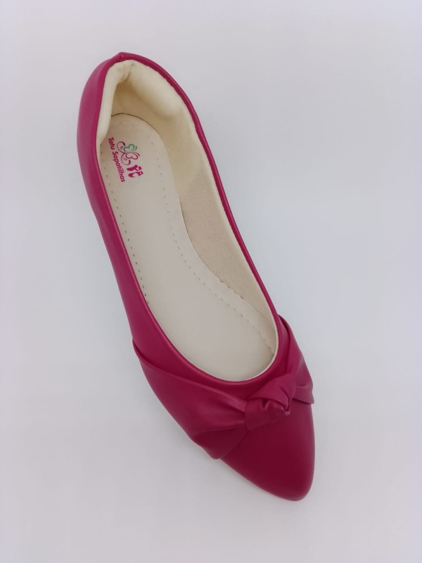 Sapatilha Confort Pink Fosco Bico Fino Enfeito Nó