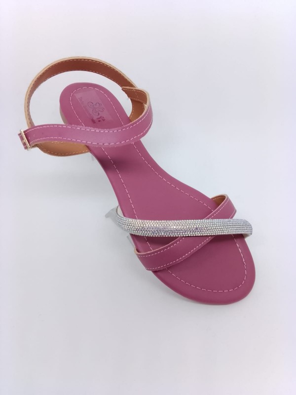 Rasteirinha Feminina Uva Tira Strass Bico Redondo