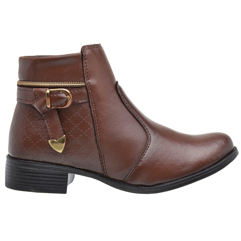 Bota Feminina Linha Coturno Cano Baixo Capuccino