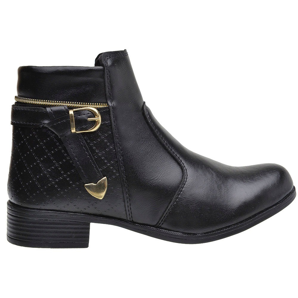Bota Feminina Linha Coturno Cano Baixo Preto