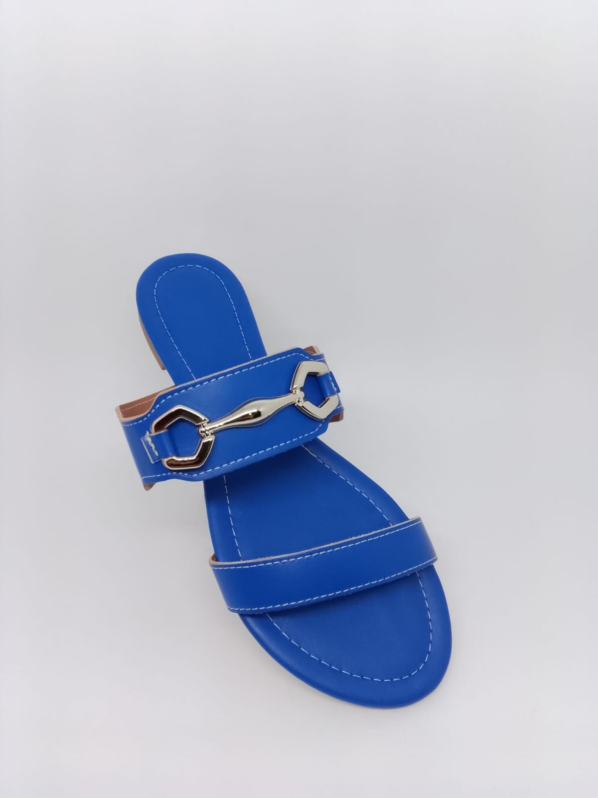 Rasteirinha Feminina Azul R Enf Fivela Dourada