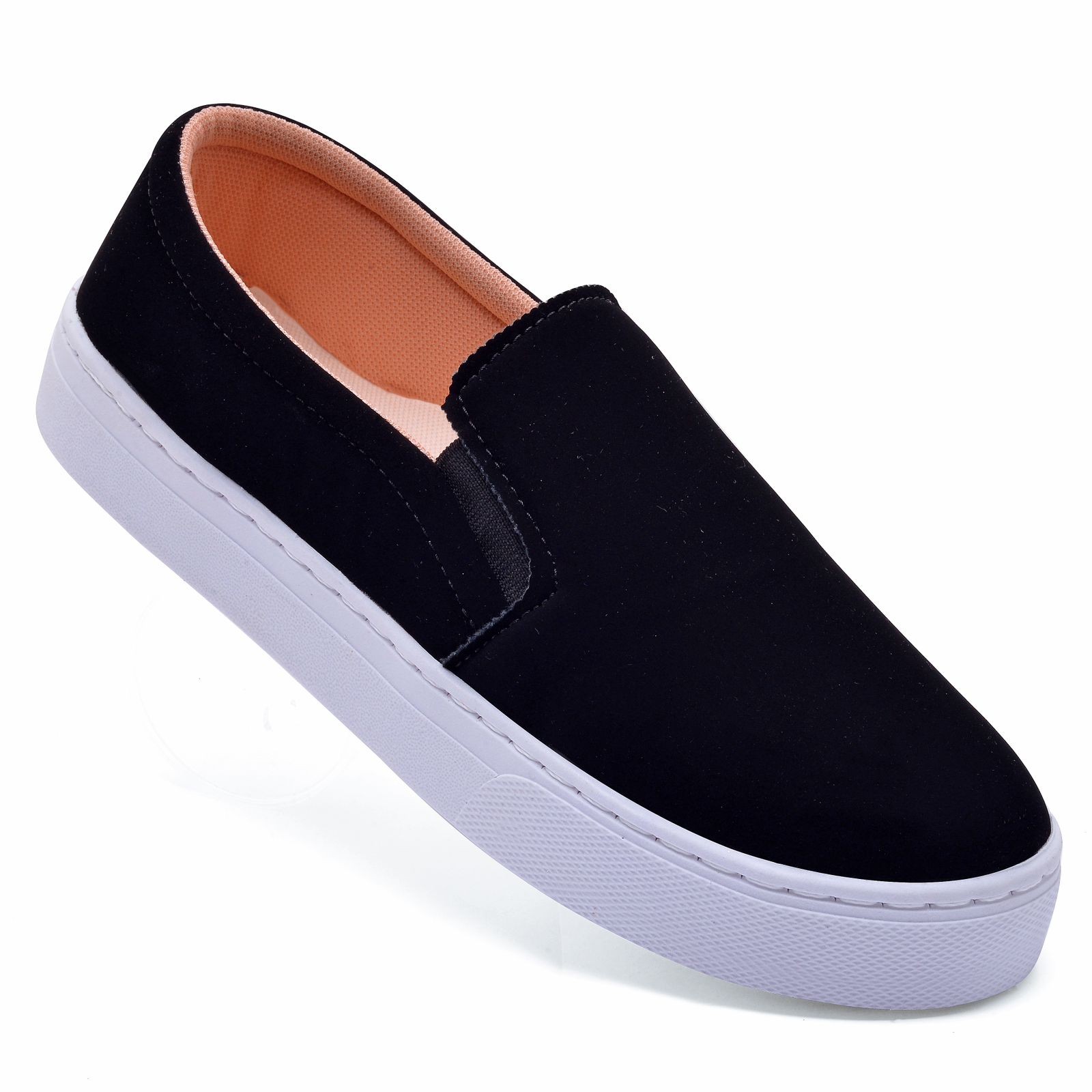 Tenis Feminino Slip On Nobuck Preto