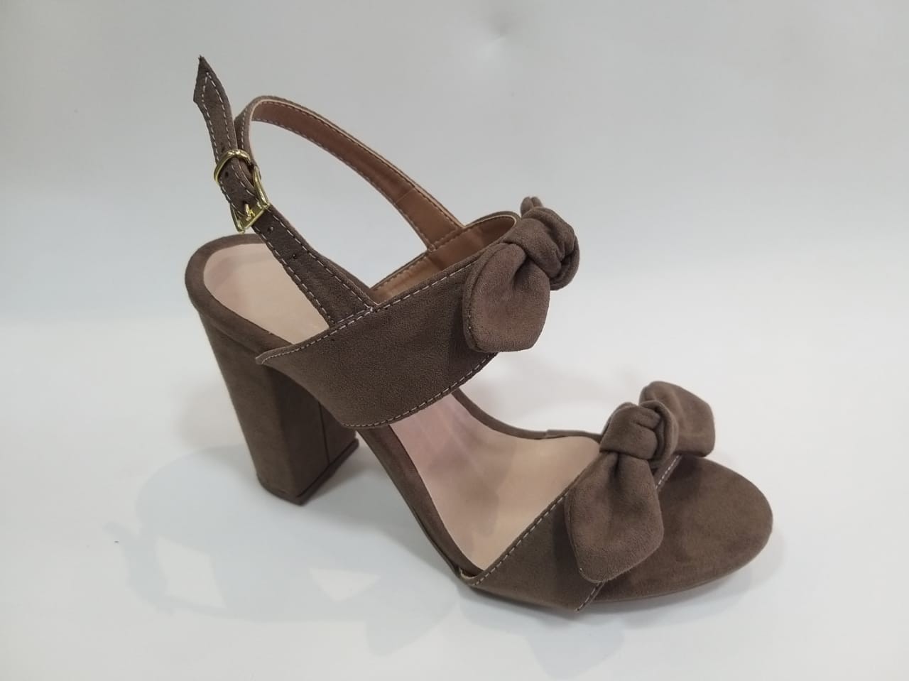 Sandalia Feminina Camurça Salto Quadrado 7 cm