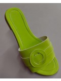 Rasteirinha Feminina Verde Limão Bico Redondo x3620