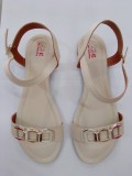 Rasteirinha Feminina Creme Enf Fivela Dourada